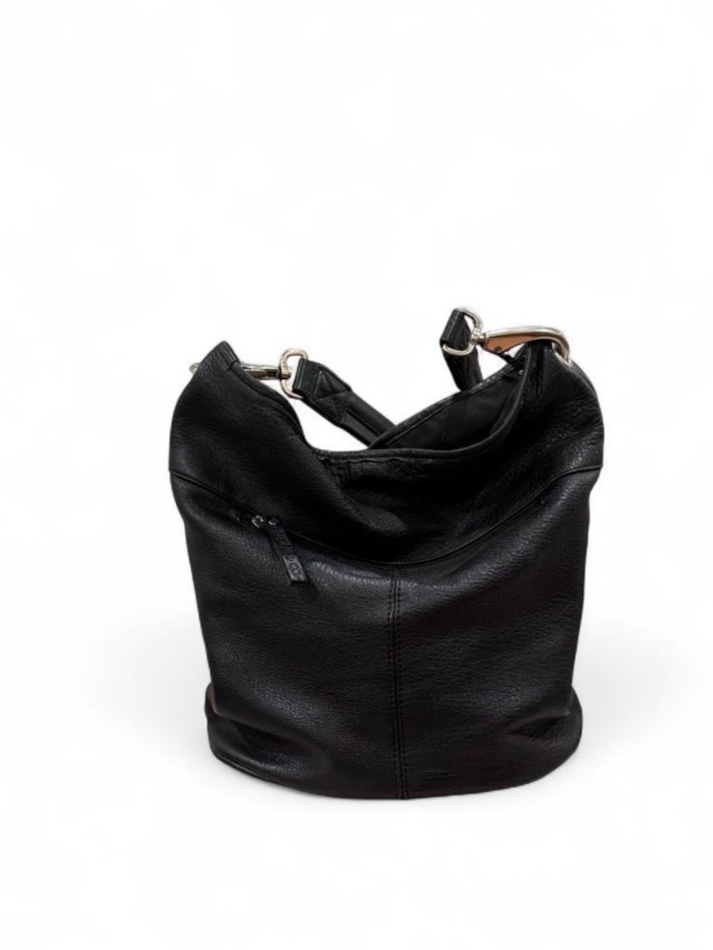 Stone & Co. Black Leather Hobo with Silver Hardware